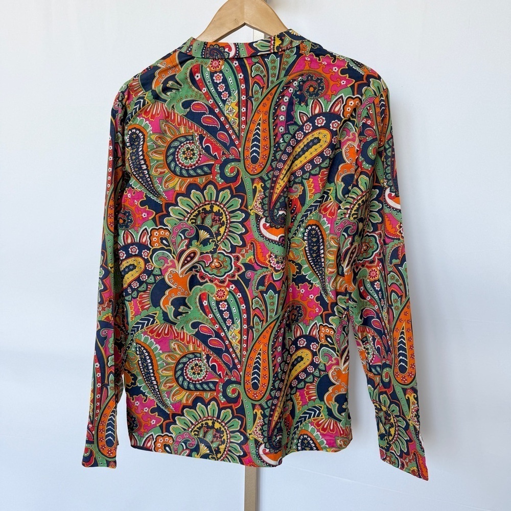 Vera Bradley Women's Paisley Blouse Multicolor Long Sleeve Button Front Size S - Picture 7 of 10